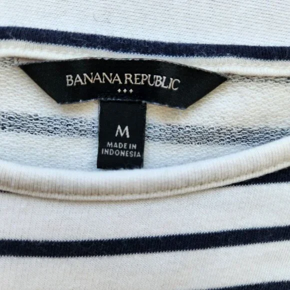 Striped Black White French Terry Nautical Summer Beach Cute Coastal Medium - Picture 5 of 7